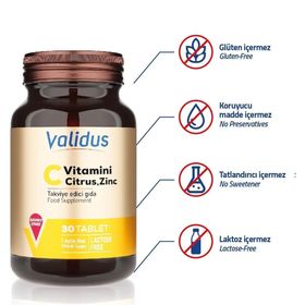Validus C Vitamini Citrus Zinc 30 Tablet