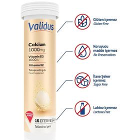 Validus Calcium Vitamin D3 Vitamin K2 15 Efervesan Tablet