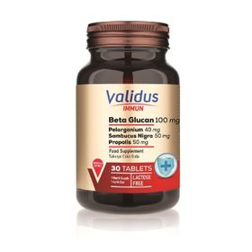 Validus Immun Beta Glucan Sambucus Nigra Pelargonium Propolis 30 Tablet
