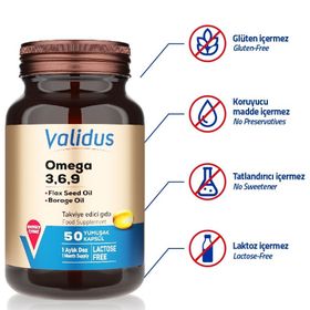Validus Omega 3-6-9 50 Kapsül Balık Yağı