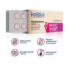 Validus Vitamin B12 3000 mcg 30 Dilaltı Tablet