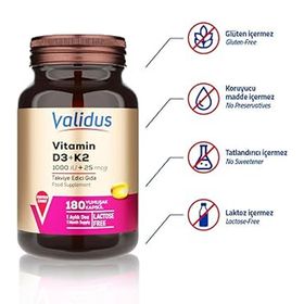 Validus Vitamin D3K2 180 Kapsül