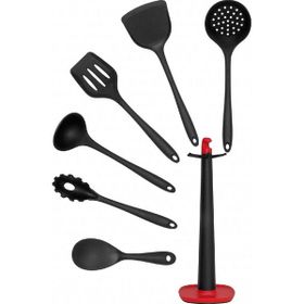 Valletta Claris Standlı 7 Parça Siyah Spatula Set