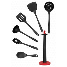 Valletta Claris Standlı 7 Parça Siyah Spatula Set