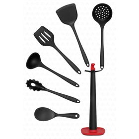 Valletta Claris Standlı 7 Parça Siyah Spatula Set