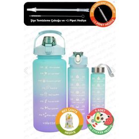 Valletta VLT1280 Eldorado Motivasyonel Yeşil 2000 ml 750 ml 300 ml 3'lü Su Matarası