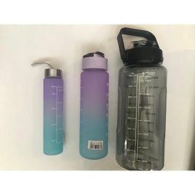 Valletta VLT1296 Figo Motivasyonel Siyah 2000 ml 750 ml 300 ml 3'lü Su Matarası