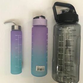 Valletta VLT1296 Figo Motivasyonel Siyah 2000 ml 750 ml 300 ml 3'lü Su Matarası