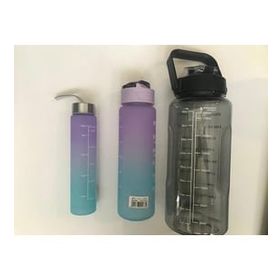 Valletta VLT1296 Figo Motivasyonel Siyah 2000 ml 750 ml 300 ml 3'lü Su Matarası