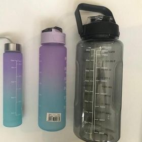 Valletta VLT1296 Figo Motivasyonel Siyah 2000 ml 750 ml 300 ml 3'lü Su Matarası