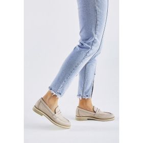 Valmenti Cielo Latte Hakiki Deri Kadın Loafer Ayakkabı