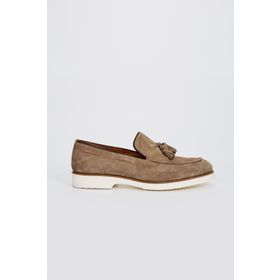 Valmenti Ottone Bej Süet Hakiki Deri Erkek Loafer Ayakkabı