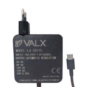 Valx LA-20125 5 V/9 V/12 V/15 V/20 V 3 A Type-C Notebook Adaptör