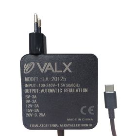 Valx LA-20125 5 V/9 V/12 V/15 V/20 V 3 A Type-C Notebook Adaptör
