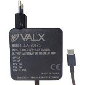 Valx LA-20125 5 V/9 V/12 V/15 V/20 V 3 A Type-C Notebook Adaptör