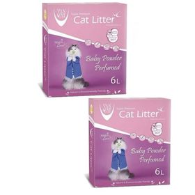 Vancat Bebek Pudrası Kokulu Beyaz Bentonit 2x6 lt Kedi Kumu