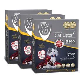 Vancat G160 Aktif Karbonlu Gri Bentonit 3x 6 lt Kedi Kumu