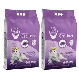 Vancat Lavanta Kokulu İnce Taneli 2x10 kg Kedi Kumu