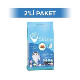Vancat Marsilya Sabunu Kokulu İnce Taneli Topaklanan 2x10 lt Kedi Kumu