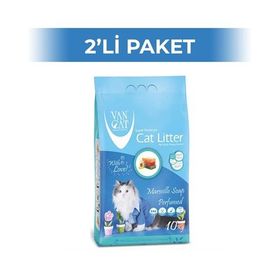 Vancat Marsilya Sabunu Kokulu İnce Taneli Topaklanan 2x10 lt Kedi Kumu
