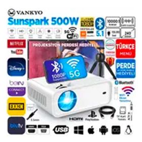 Vankyo Sunspark 500 W 5G Wifi 5.1 Bluetooth 1080P LCD Led Projeksiyon Cihazı