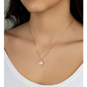 Vaoov 925 Ayar Ay Yıldız Gümüş Kolye