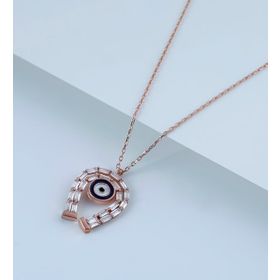 Vaoov 925 Ayar Baget Taşlı Nazar Gümüş Kolye