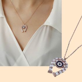 Vaoov 925 Ayar Baget Taşlı Nazar Gümüş Kolye