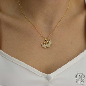 Vaoov 925 Ayar Çift Kuğu Gümüş Kolye