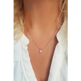 Vaoov 925 Ayar Damla Taşlı Kelebek Gümüş Kolye
