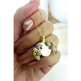 VAOOV 925 Ayar Gümüş Açılan İsimli Gold Çiçek Kolye