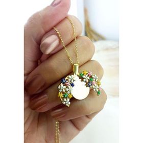 VAOOV 925 Ayar Gümüş Açılan İsimli Gold Çiçek Kolye