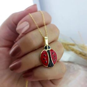 VAOOV 925 Ayar Gümüş Acilan Isimli Gold Ugur Bocegi Kolye