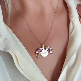 VAOOV 925 Ayar Gümüş Açılan İsimli Rose Çiçek Kolye