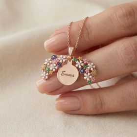 VAOOV 925 Ayar Gümüş Açılan İsimli Rose Çiçek Kolye