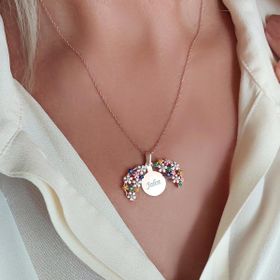 VAOOV 925 Ayar Gümüş Açılan İsimli Rose Çiçek Kolye