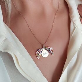 VAOOV 925 Ayar Gümüş Açılan İsimli Rose Çiçek Kolye