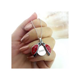 Vaoov 925 Ayar Gümüş Açılan İsimli Uğur Böceği Kolye