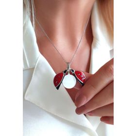 Vaoov 925 Ayar Gümüş Açılan İsimli Uğur Böceği Kolye