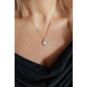 Vaoov 925 Ayar Gumus Altin Kaplama Donen Yonca Kolye