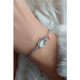 VAOOV 925 Ayar Gümüş Beyaz Taşlı İpli Bileklik