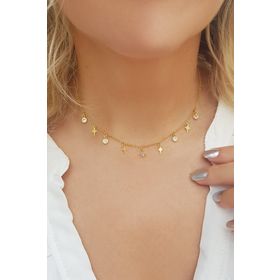 Vaoov 925 Ayar Gümüş Choker Kutup Yıldızı Kolye