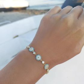 VAOOV 925 Ayar Gümüş Gold Su Yolu Nazar Bileklik