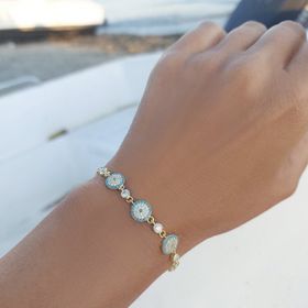 VAOOV 925 Ayar Gümüş Gold Su Yolu Nazar Bileklik