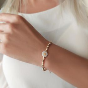 VAOOV 925 Ayar Gümüş Hematit Taşlı Papatya Bileklik