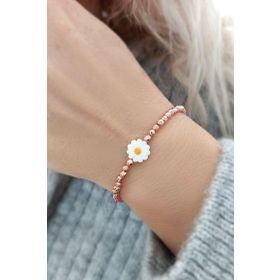 VAOOV 925 Ayar Gümüş Hematit Taşlı Rose Papatya Bileklik