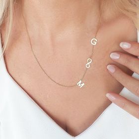 VAOOV 925 Ayar Gümüş İki Harfli Sonsuzluk Kolye