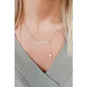 VAOOV 925 Ayar Gümüş Inci Sallantili Isim Kolye