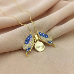 VAOOV 925 Ayar Gümüş Isimli Acilan Gold Kelebek Kolye