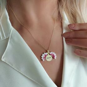 VAOOV 925 Ayar Gümüş Isimli Acilan Gold Menekse Kolye